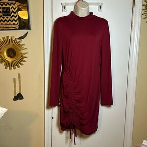 SHEIN maroon long sleeve dress